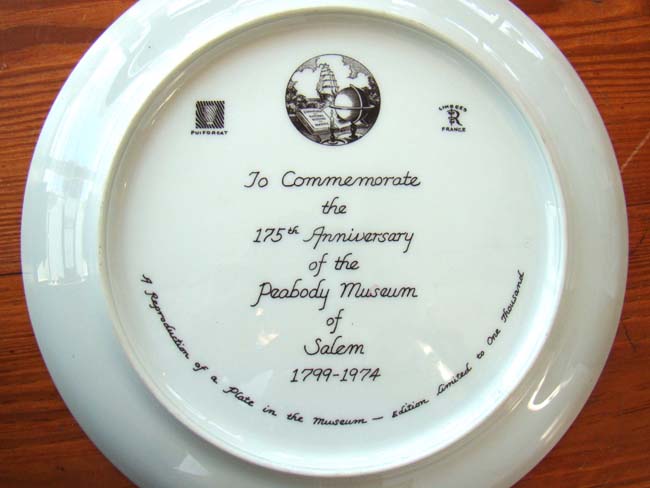 A fine Limited Edition plate produced in 1974 depicting the "Friendship of Salem" commissioned by the Peabody Museum of Salem. — image 3